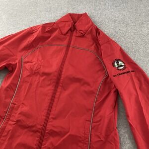 North End Eco Jacket Small Red Rusty Bindings Ski Club 2010 Zip Coat Windbreaker